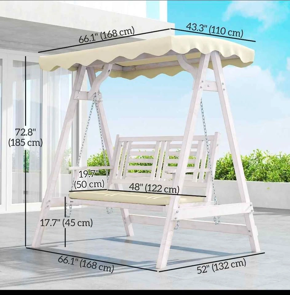 Brand new 2 Seater Patio Swing with Stand, Canopy and Cushion. - photo 3