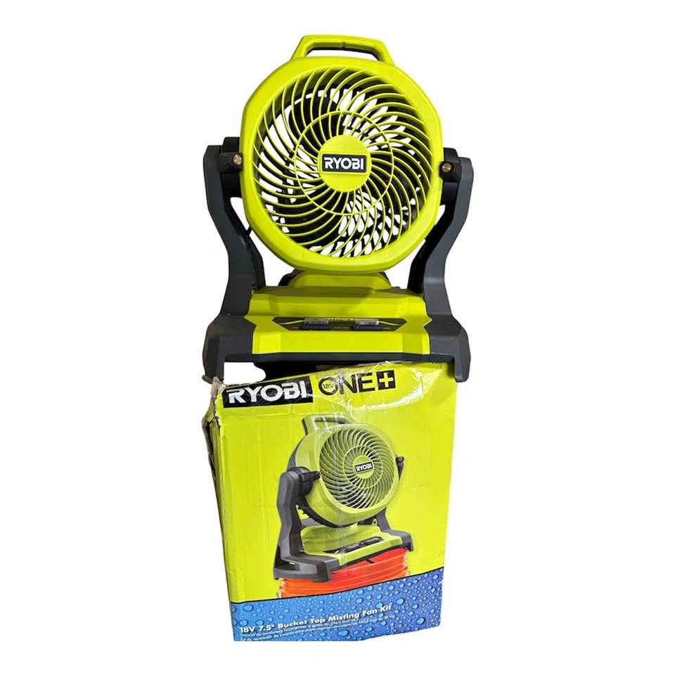 RYOBI ONE+ 18V Cordless 7-1/2 in. Bucket Top Misting Fan