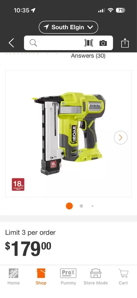 RYOBI ONE+ 18V 18-Gauge Cordless AirStrike Stapler - photo 2