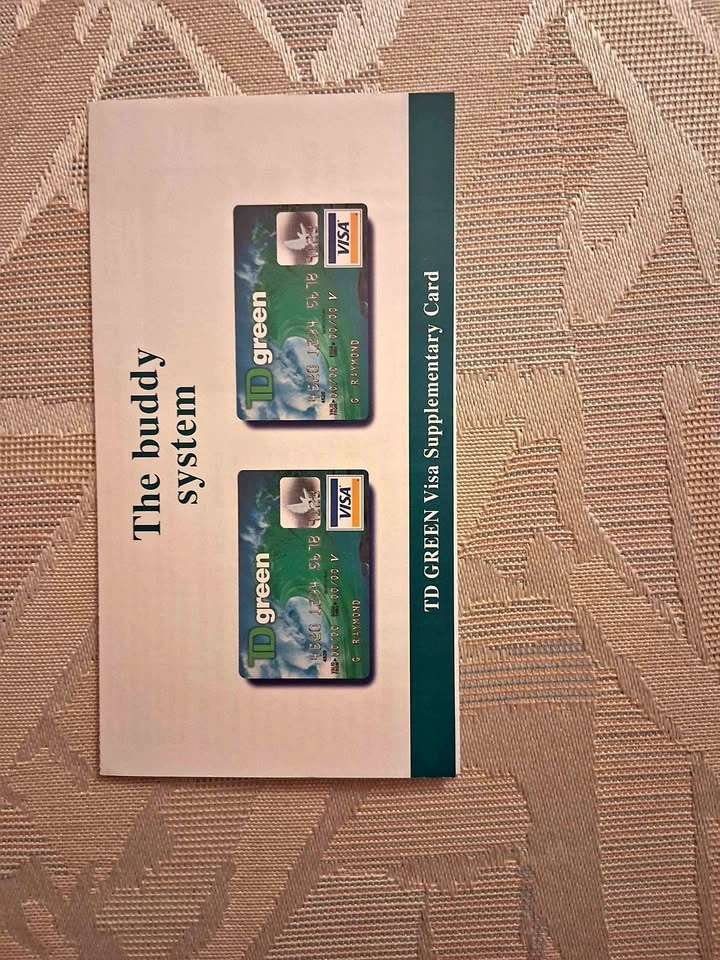 Vintage 2002 TD Green Visa "The Buddy System" request form