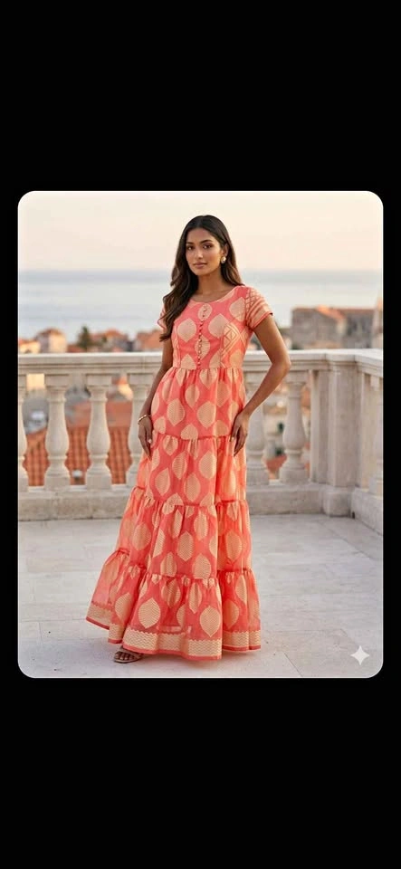 Long Organza Layered Dress