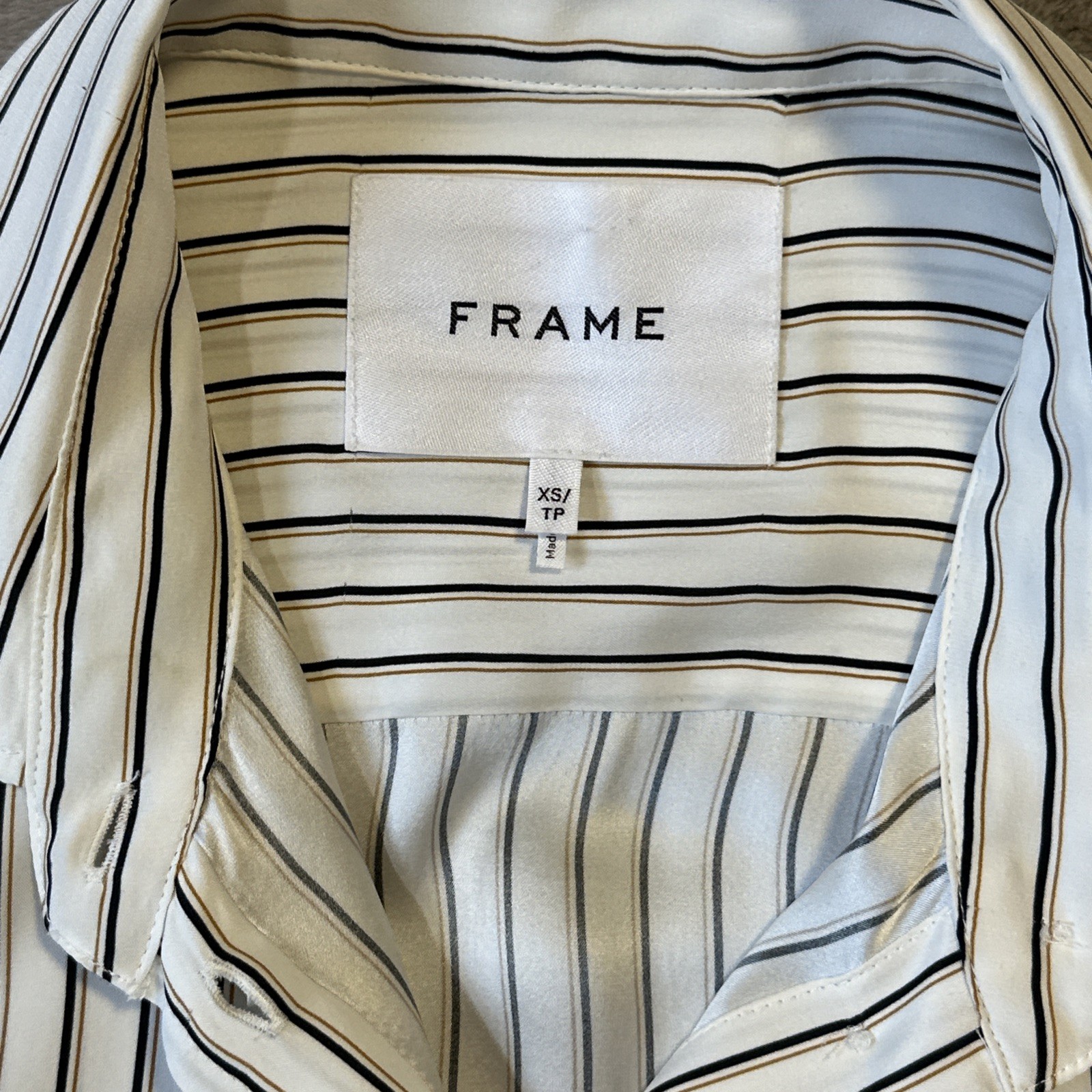 FRAME 100% Silk Striped Women's Button-Down Shirt XS Oversized - photo 4