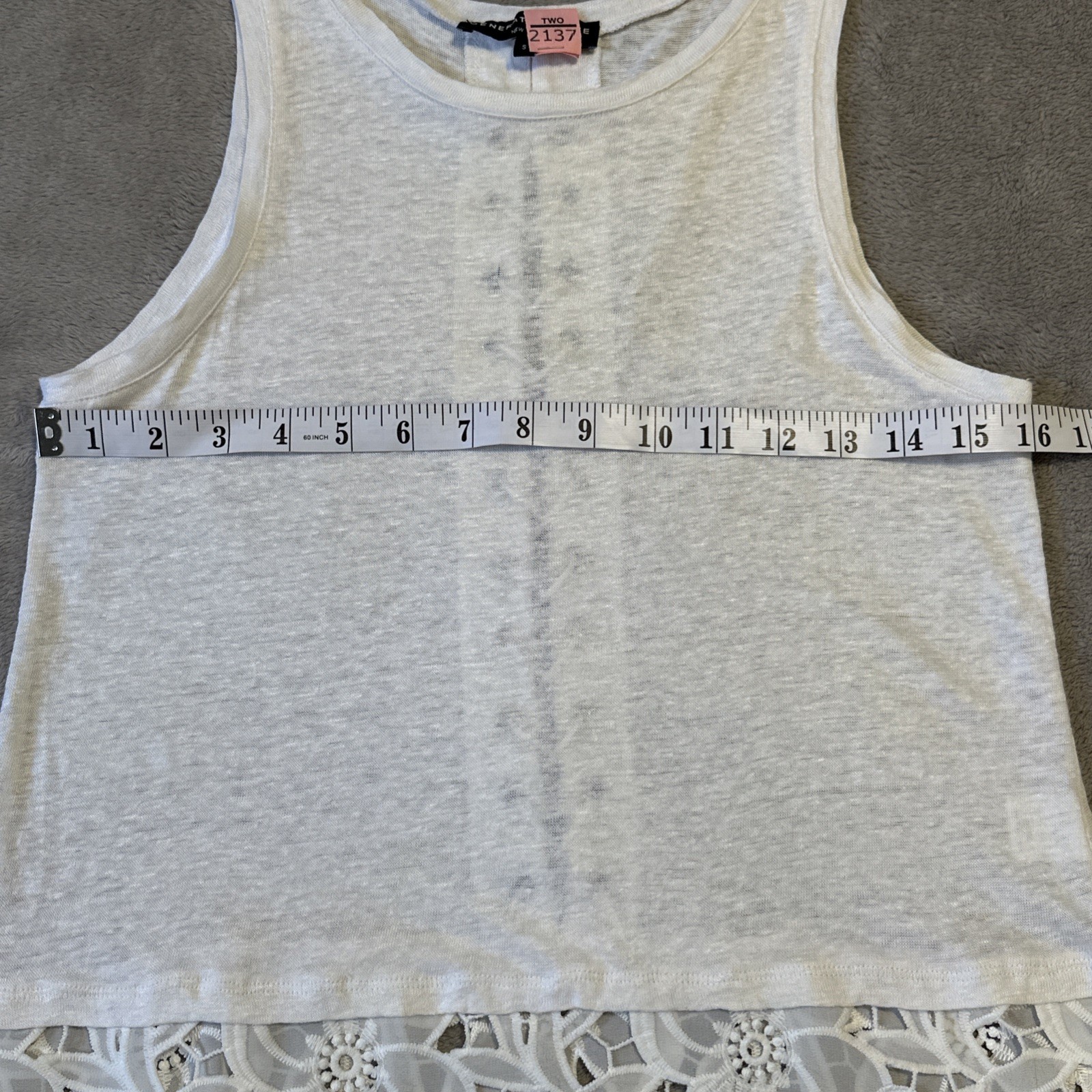Generation Love Leah White Linen Tank Top - Small - Lace-Up Back - photo 2