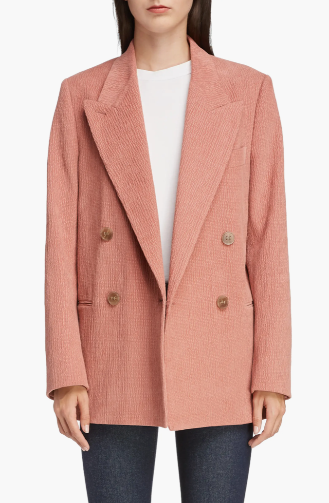 Acne Studios Pink Textured Double Breasted Blazer Jacket Size 36