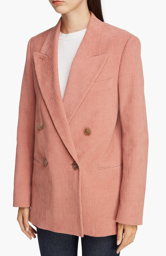 Acne Studios Pink Textured Double Breasted Blazer Jacket Size 36 - photo 4