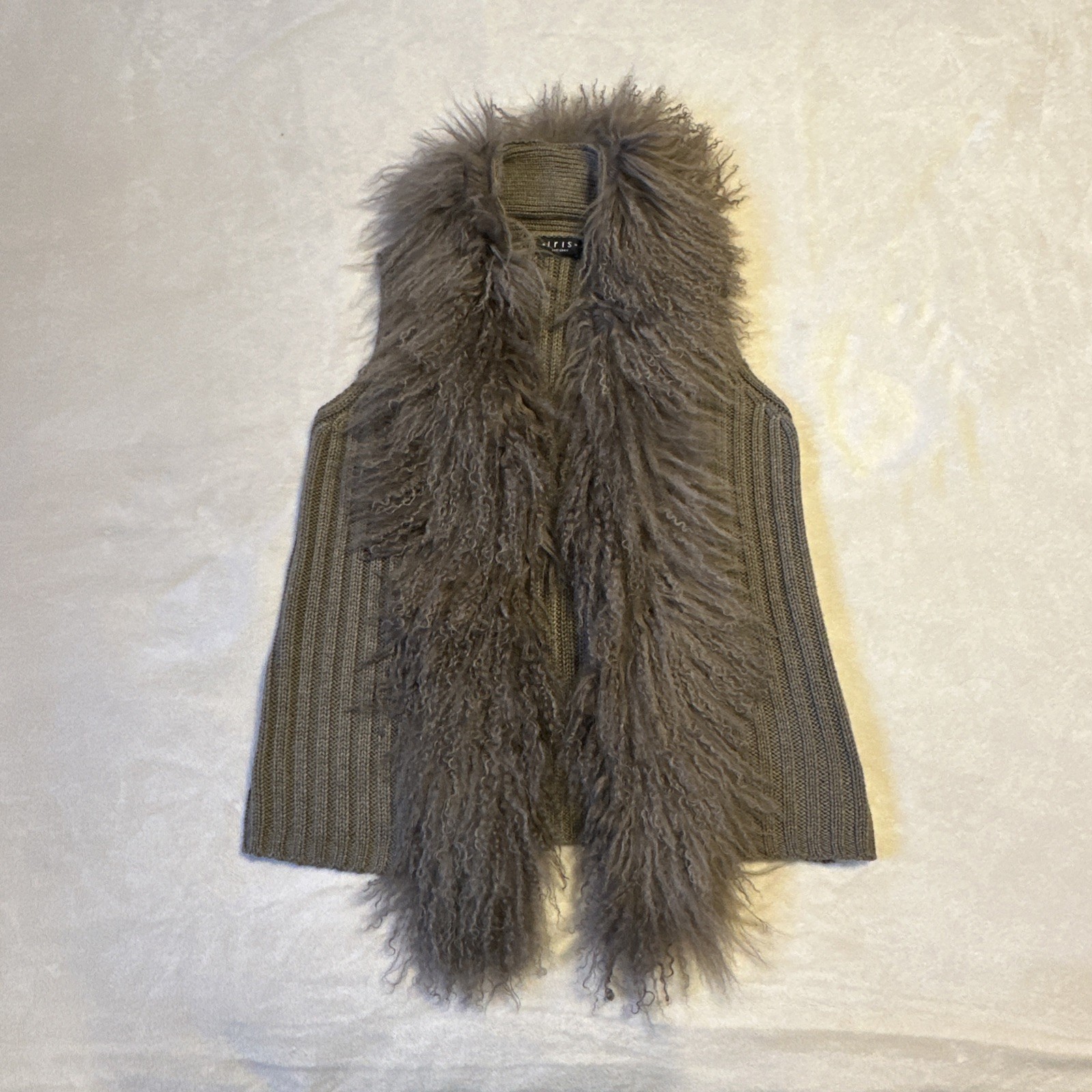 Iris Setlakwe Brown Knit Vest w/ Mongolian Fur Collar - Medium - photo 2