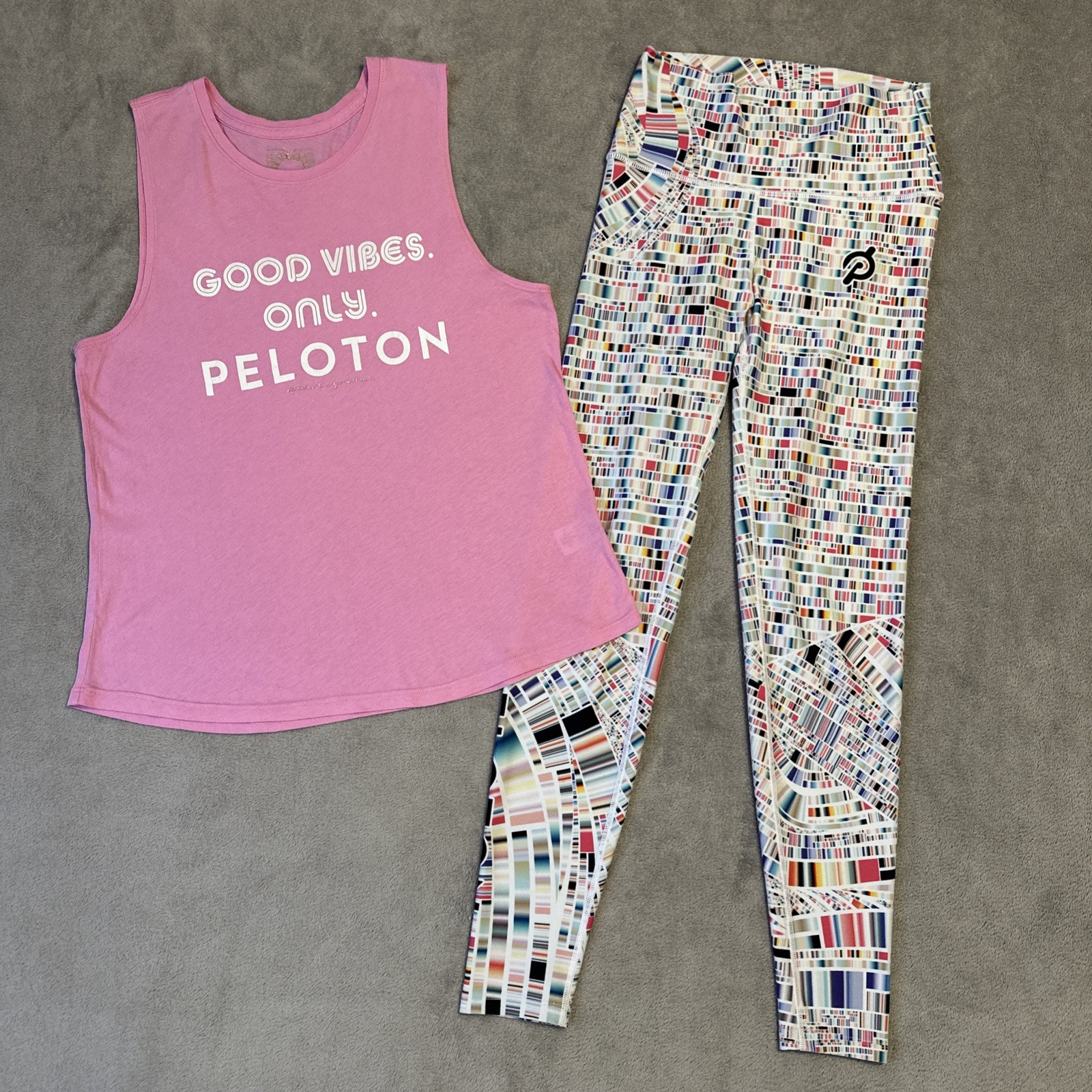 Peloton Workout Set - Small - Pink Good Vibes Tank & Leggings