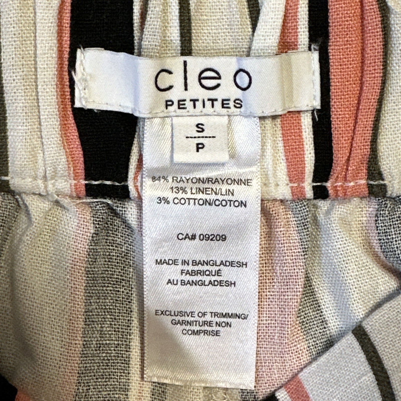 Cleo Linen Blend Wide Leg Crop Pants Small Petite Pink Stripe - photo 2