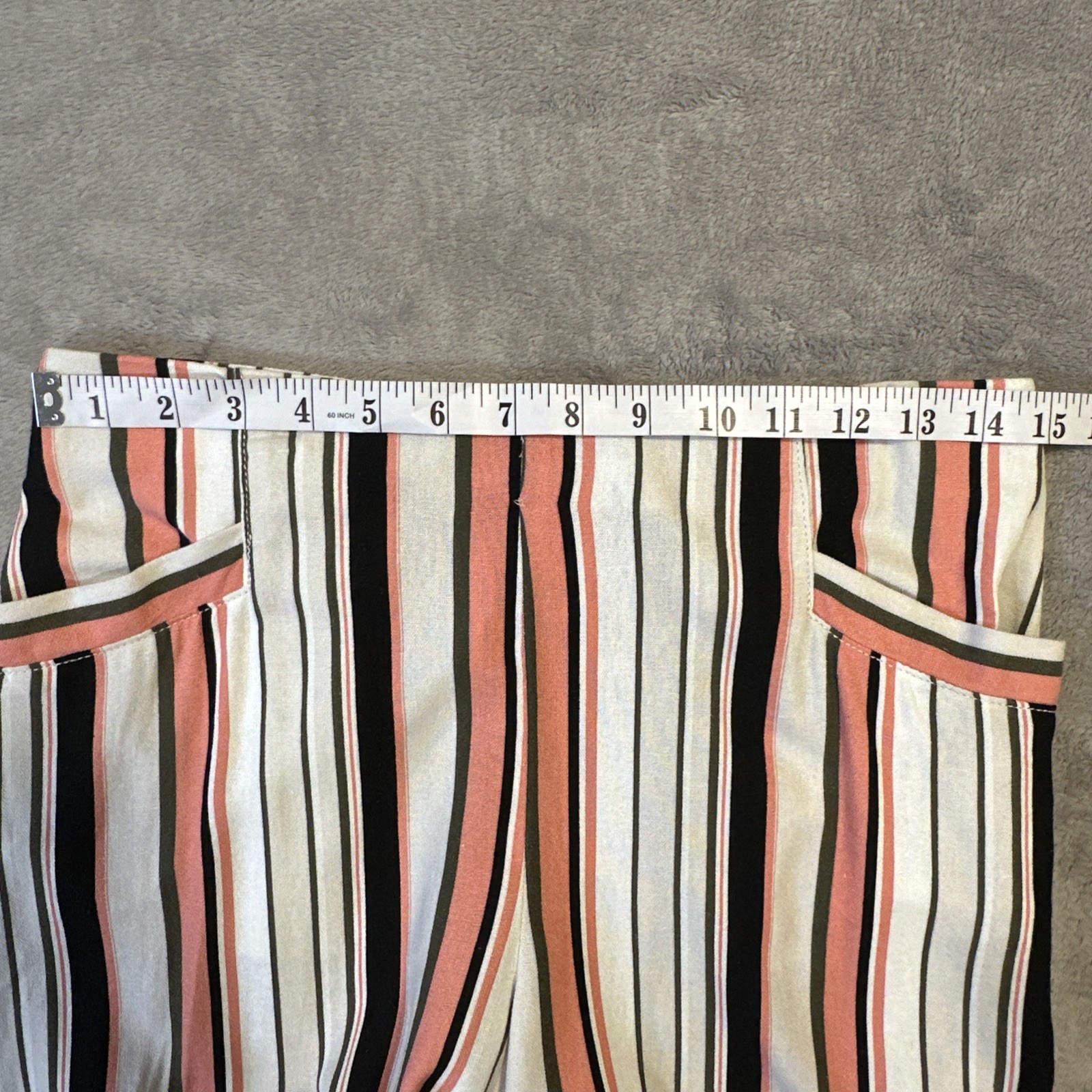 Cleo Linen Blend Wide Leg Crop Pants Small Petite Pink Stripe - photo 4