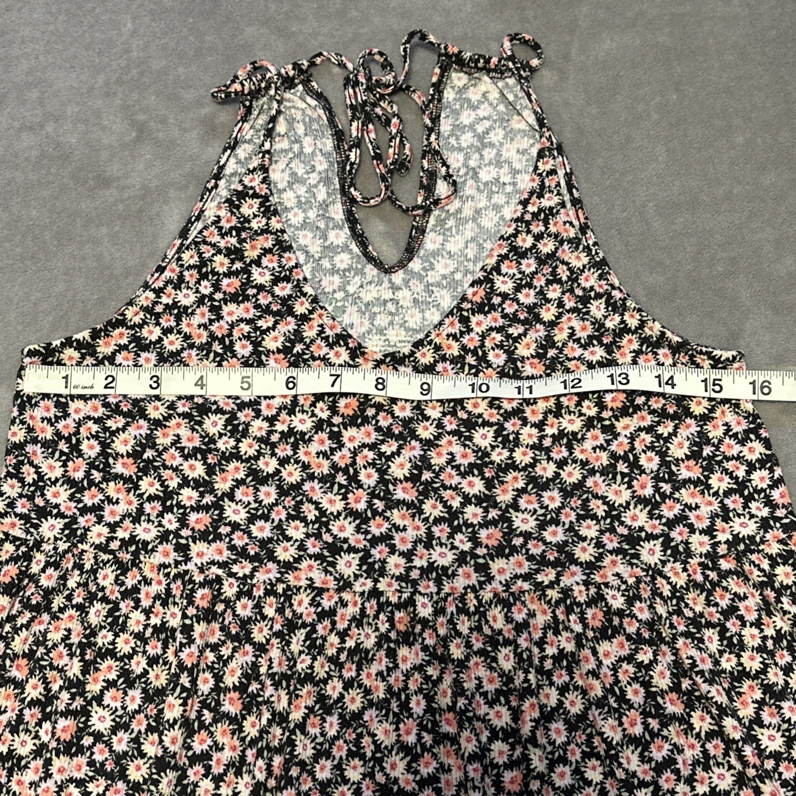 American Eagle Soft & Sexy Ribbed Top Peplum Floral Black Pink T - photo 3