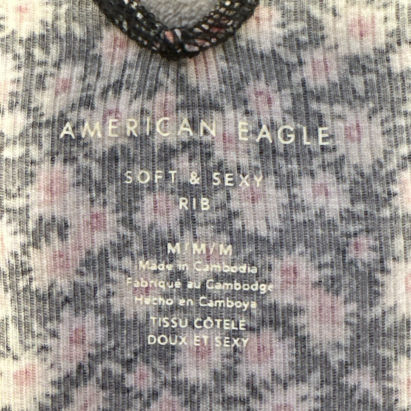American Eagle Soft & Sexy Ribbed Top Peplum Floral Black Pink T - photo 5