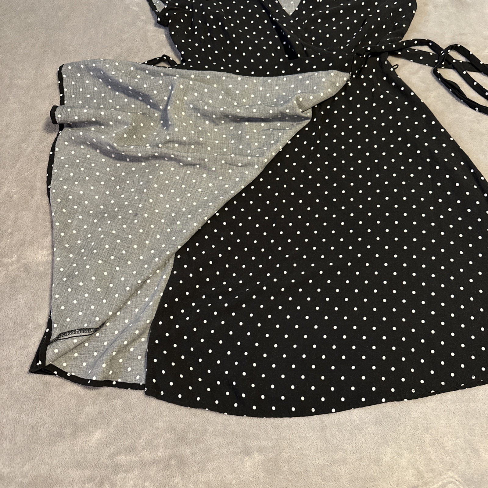 Old Navy Black White Polka Dot Tie Wrap Dress S - photo 2