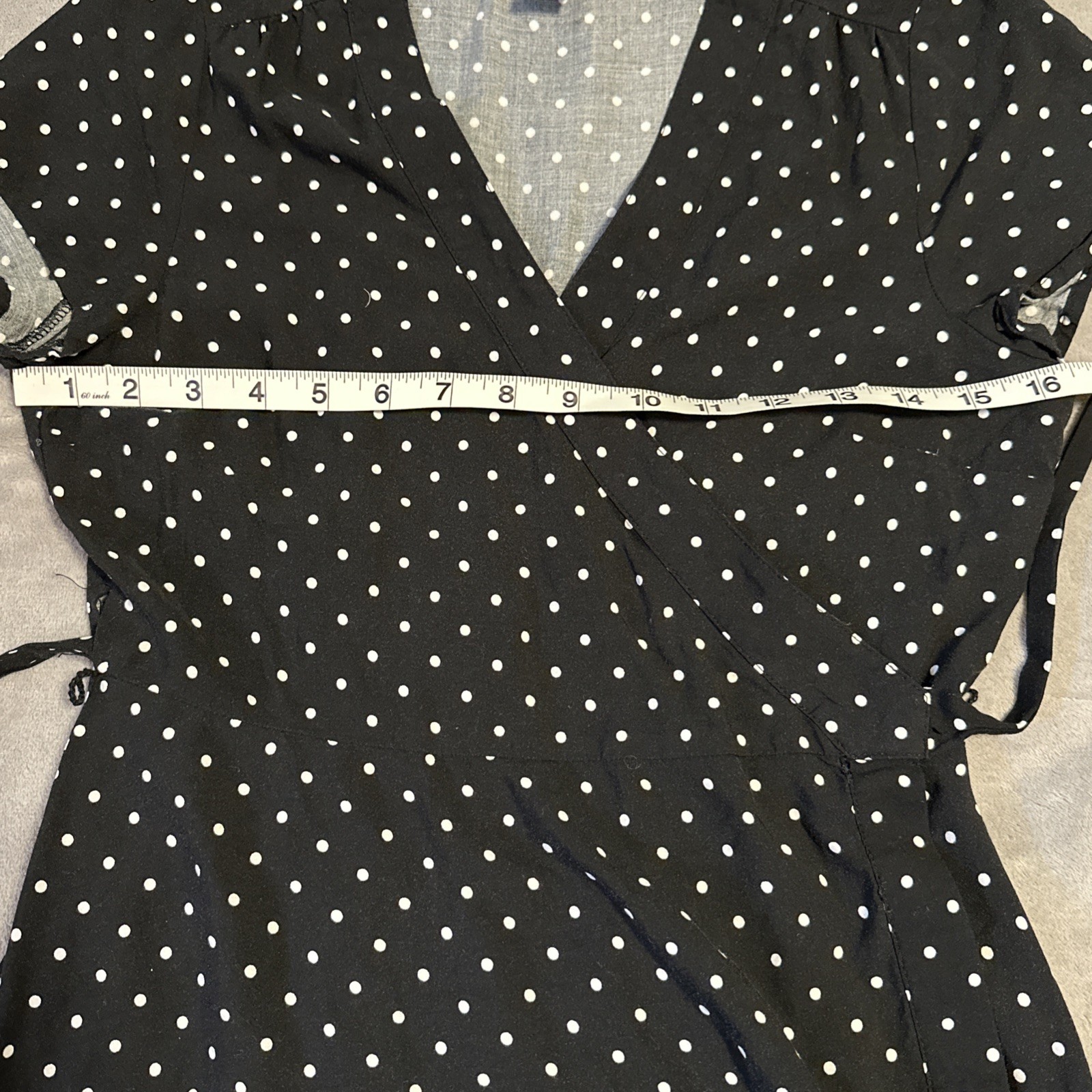 Old Navy Black White Polka Dot Tie Wrap Dress S - photo 5