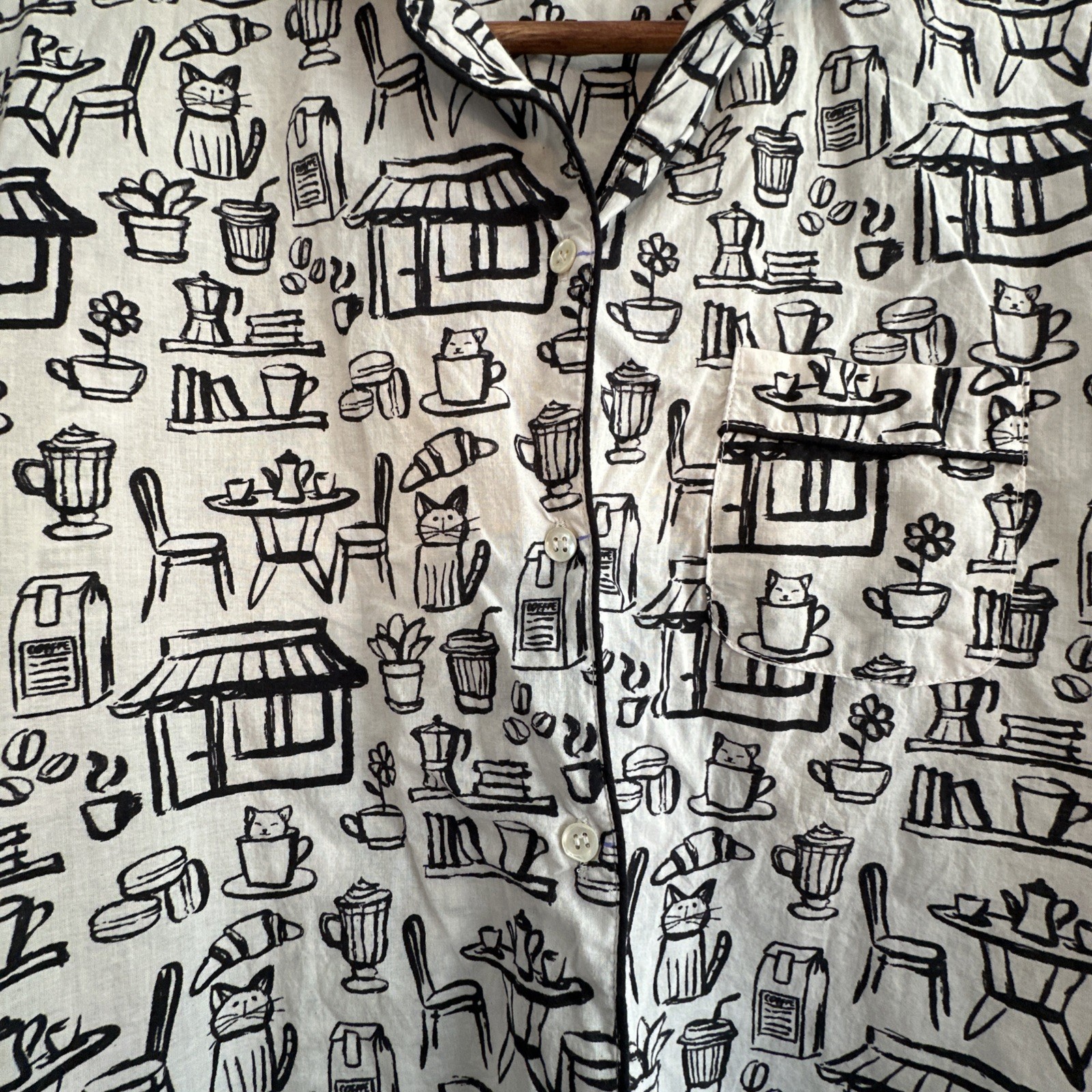 Mahogany Cat Cafe Print Pajama Set - Women's L - photo 5