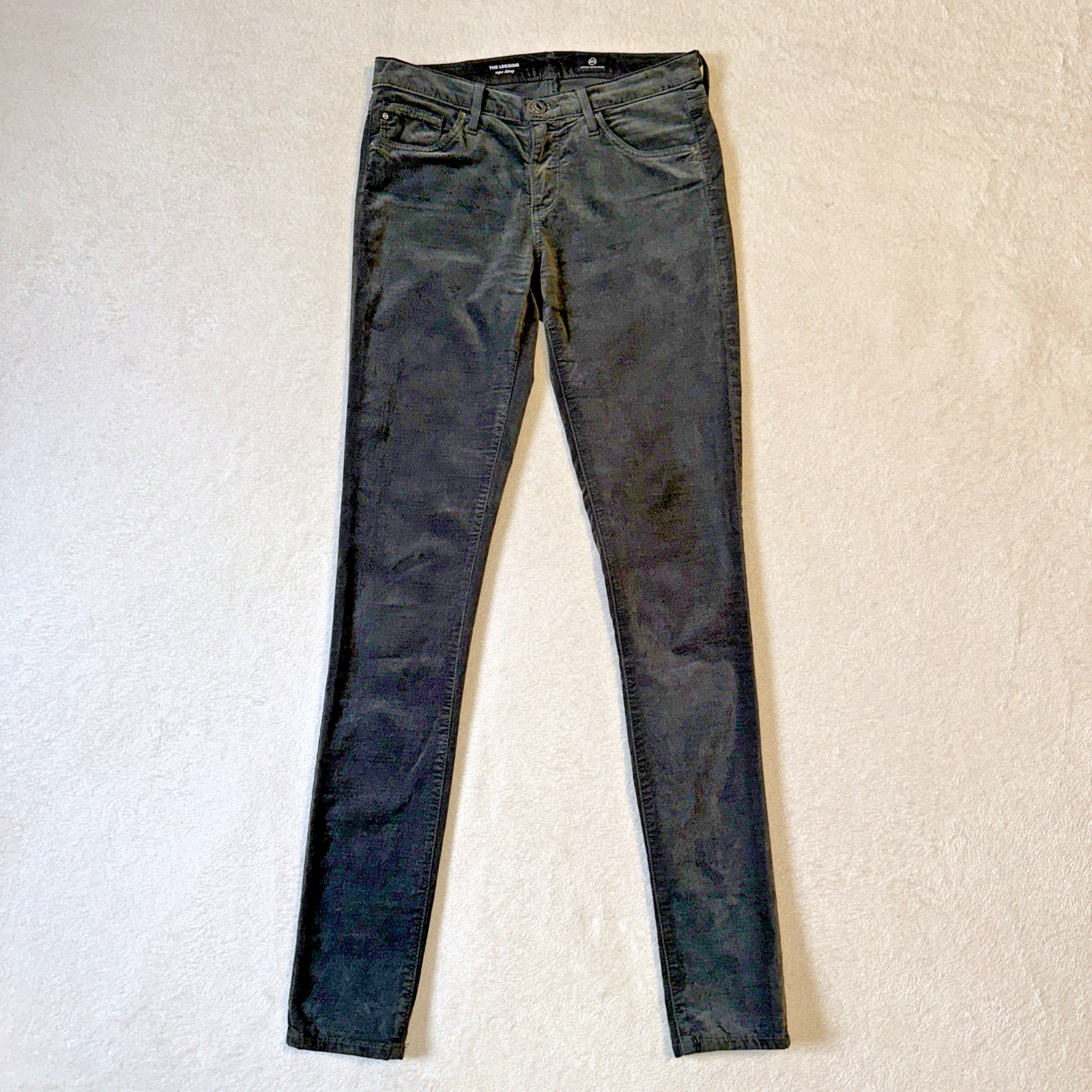 AG Jeans The Legging Super Skinny Velveteen Pants Black 26R - photo 3