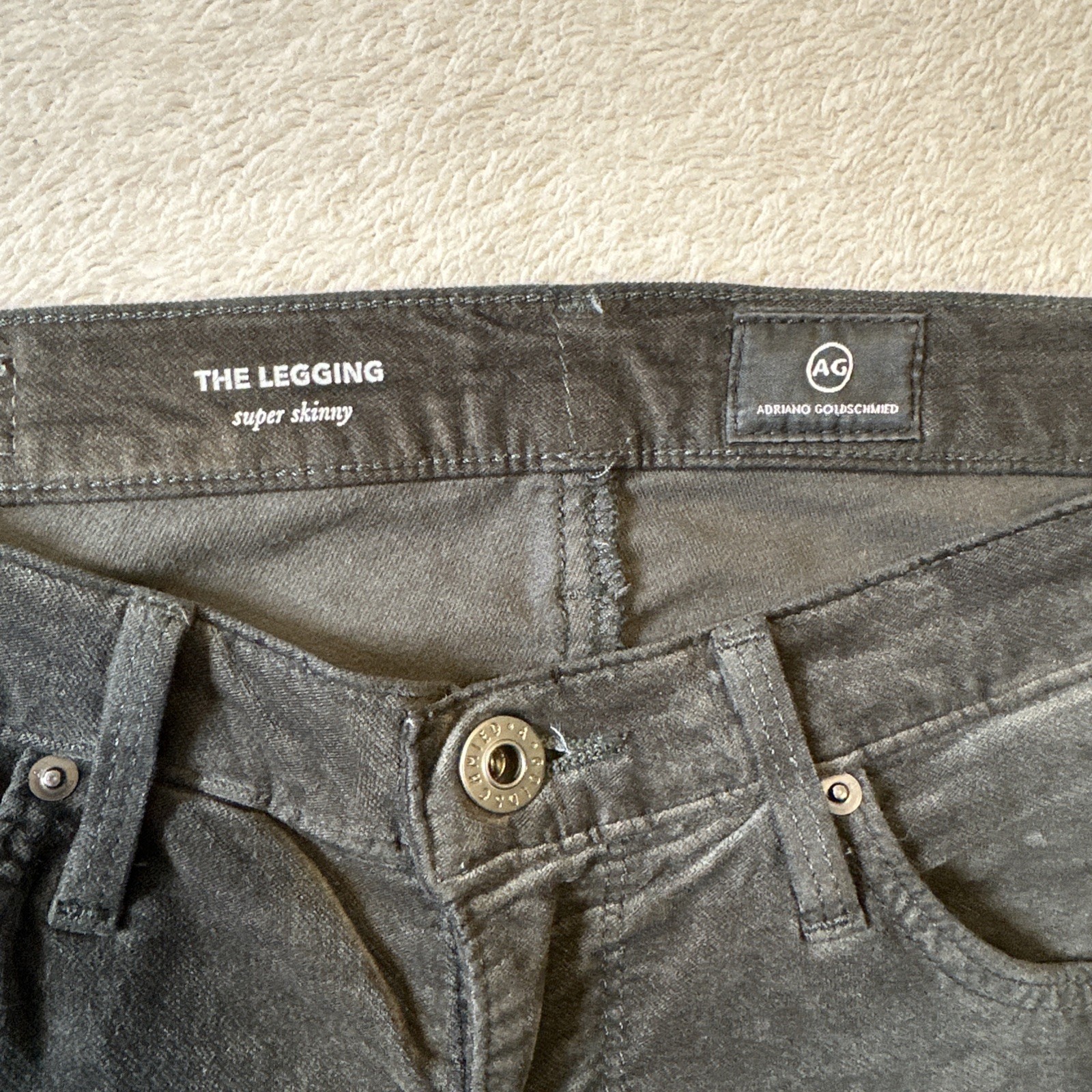 AG Jeans The Legging Super Skinny Velveteen Pants Black 26R - photo 4