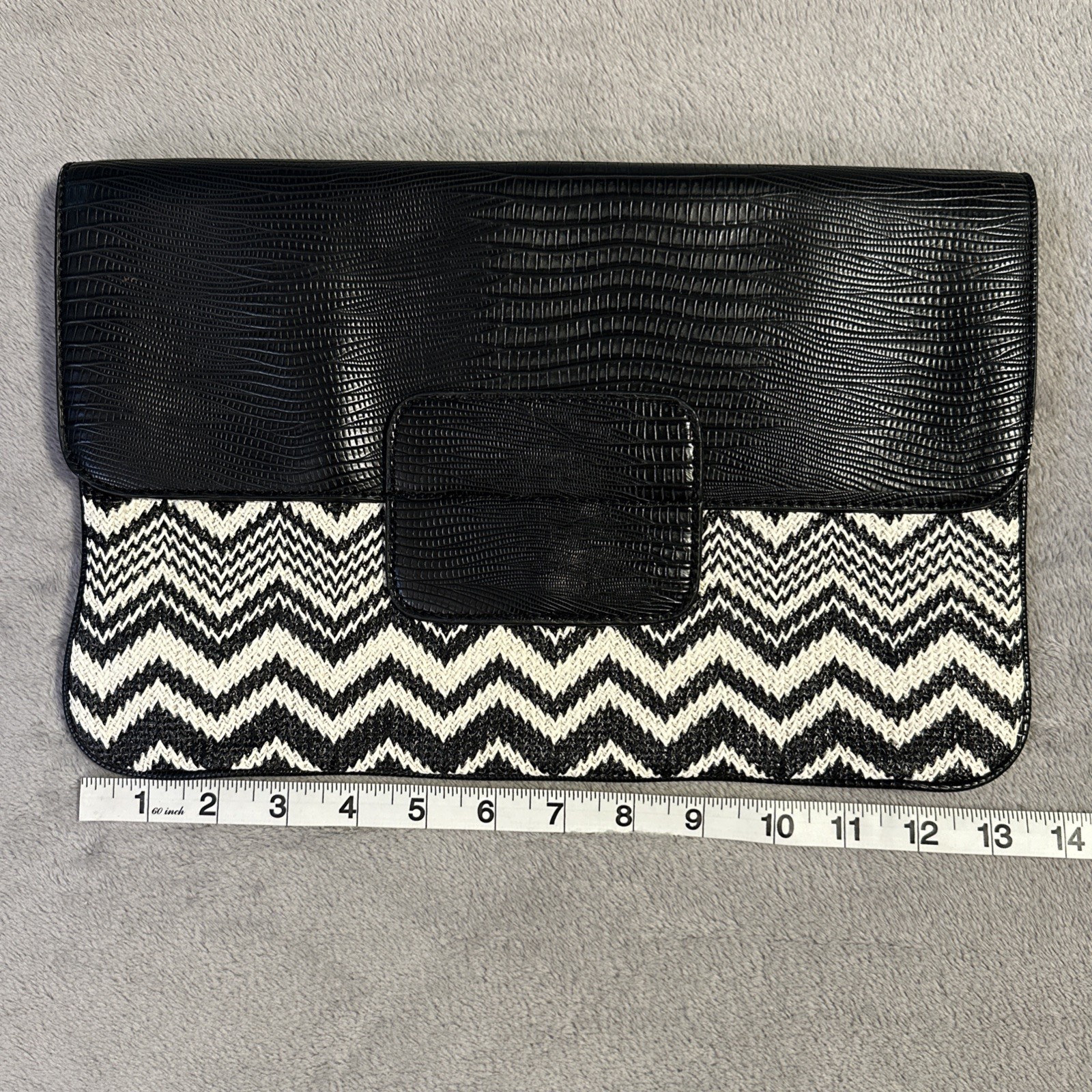 BCBG Max Azria Black & White Chevron Clutch