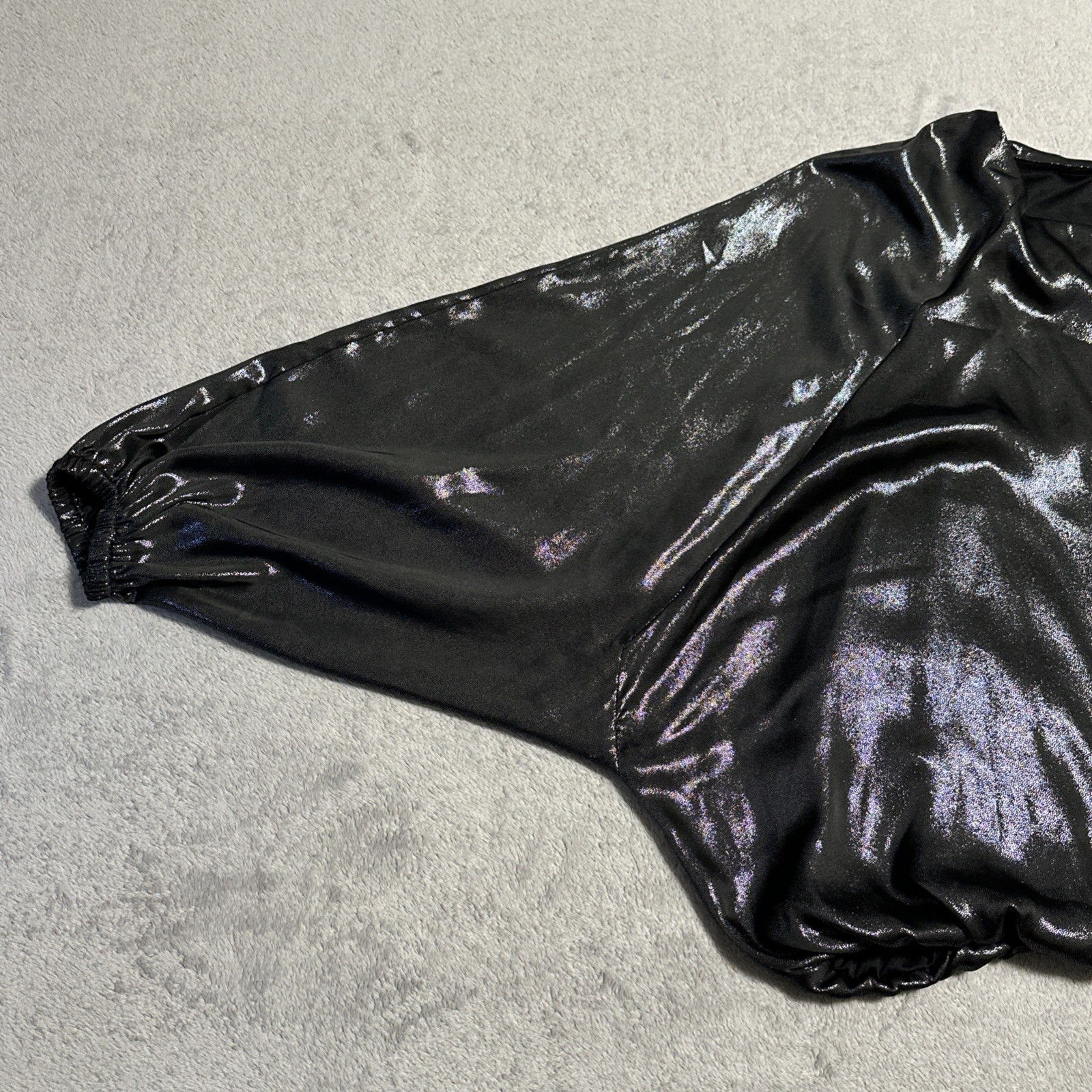 Nine West Women's Metallic Blouse Top - Size XL - Black Gunmetal - photo 3