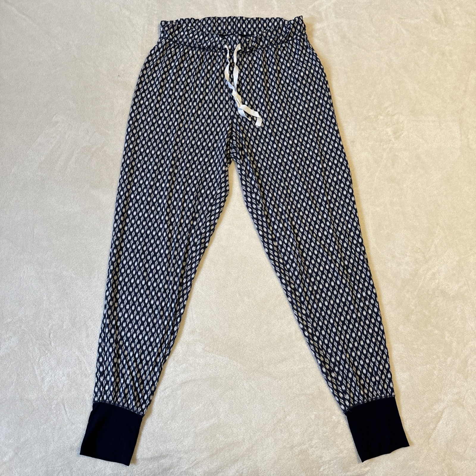 GAP Modal Pajama Joggers Medium Ikat Bloom Night Blue White Soft