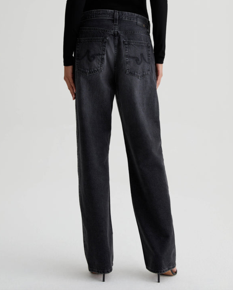 AG Clove Relaxed Straight Jeans Size 23 Faded Black Button Fly - photo 2