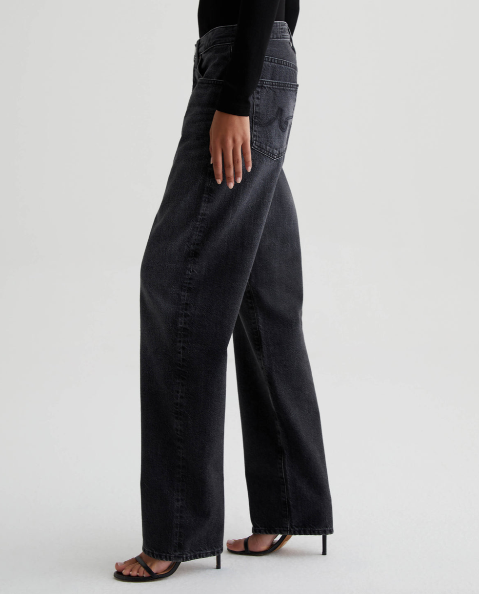 AG Clove Relaxed Straight Jeans Size 23 Faded Black Button Fly - photo 3