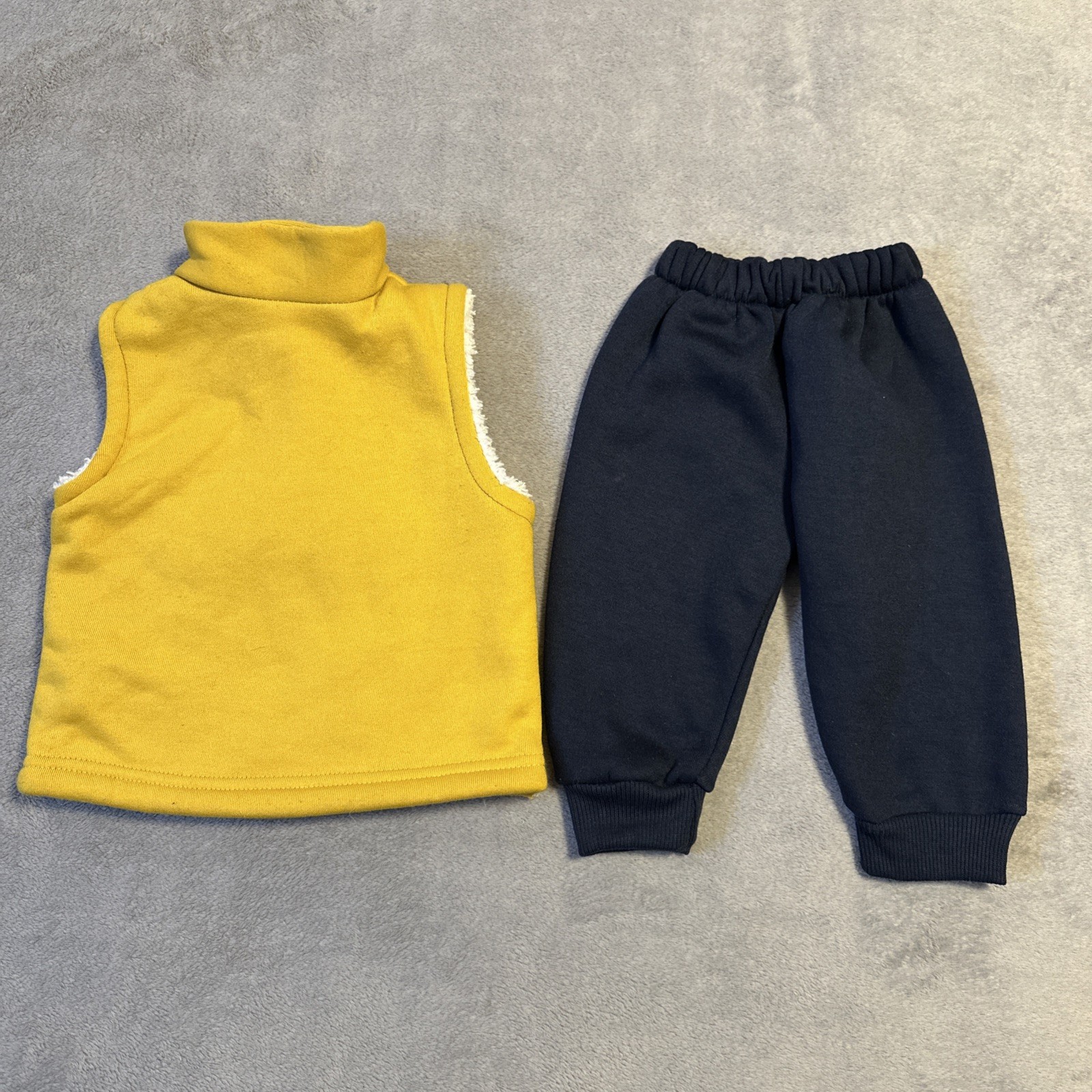 Ferrari Baby Outfit Vest Pants Size 1 Blue Yellow Sherpa 90s Log - photo 4