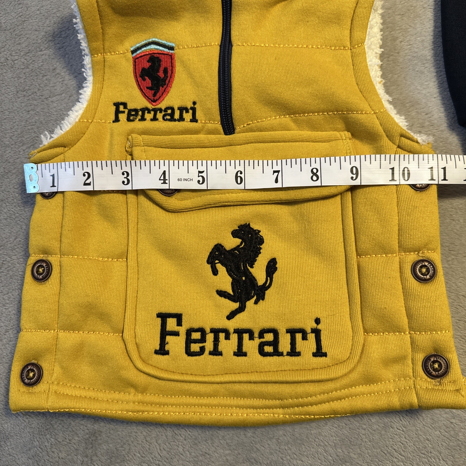 Ferrari Baby Outfit Vest Pants Size 1 Blue Yellow Sherpa 90s Log - photo 5