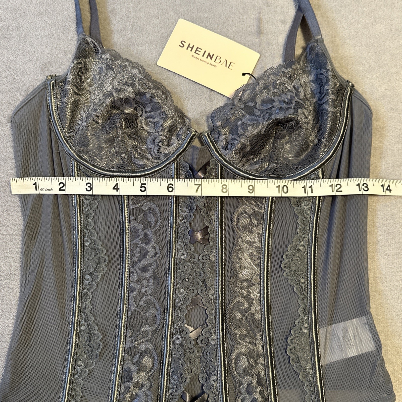 Gray Lace Corset Bra Top - Size S - photo 2