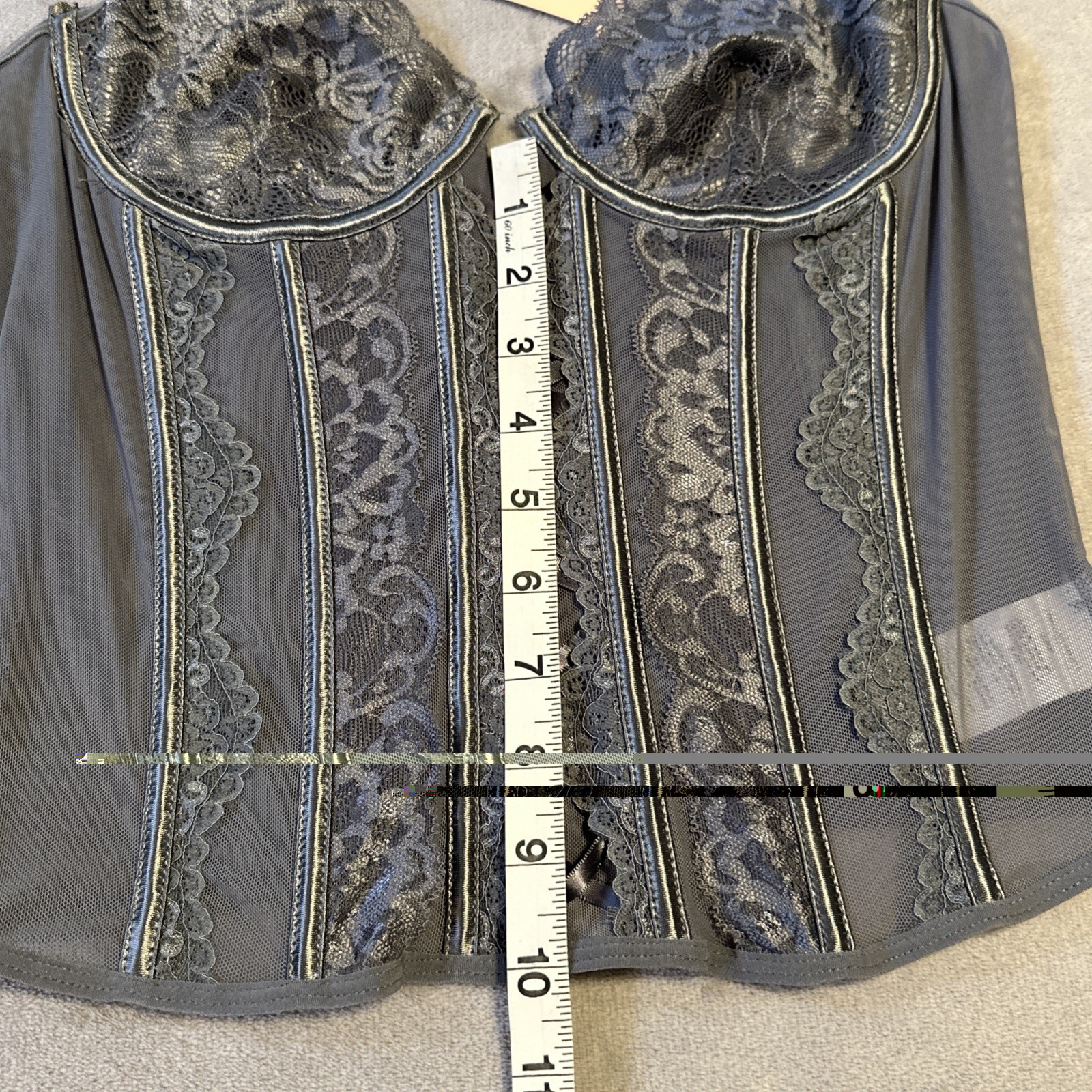 Gray Lace Corset Bra Top - Size S - photo 3