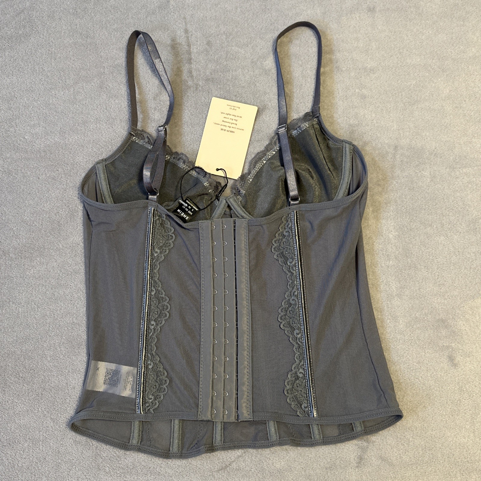 Gray Lace Corset Bra Top - Size S - photo 4