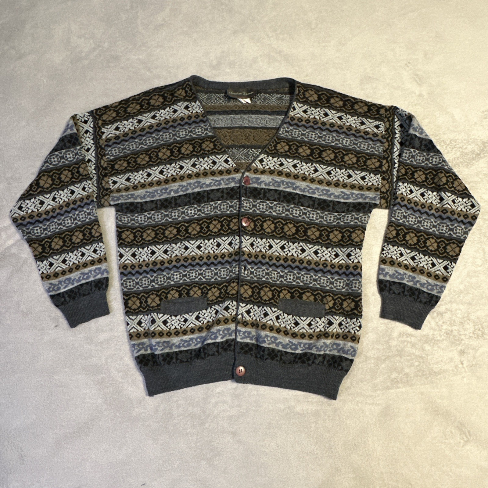 Vintage Grandpa Cardigan Sweater Large Christian Dumas