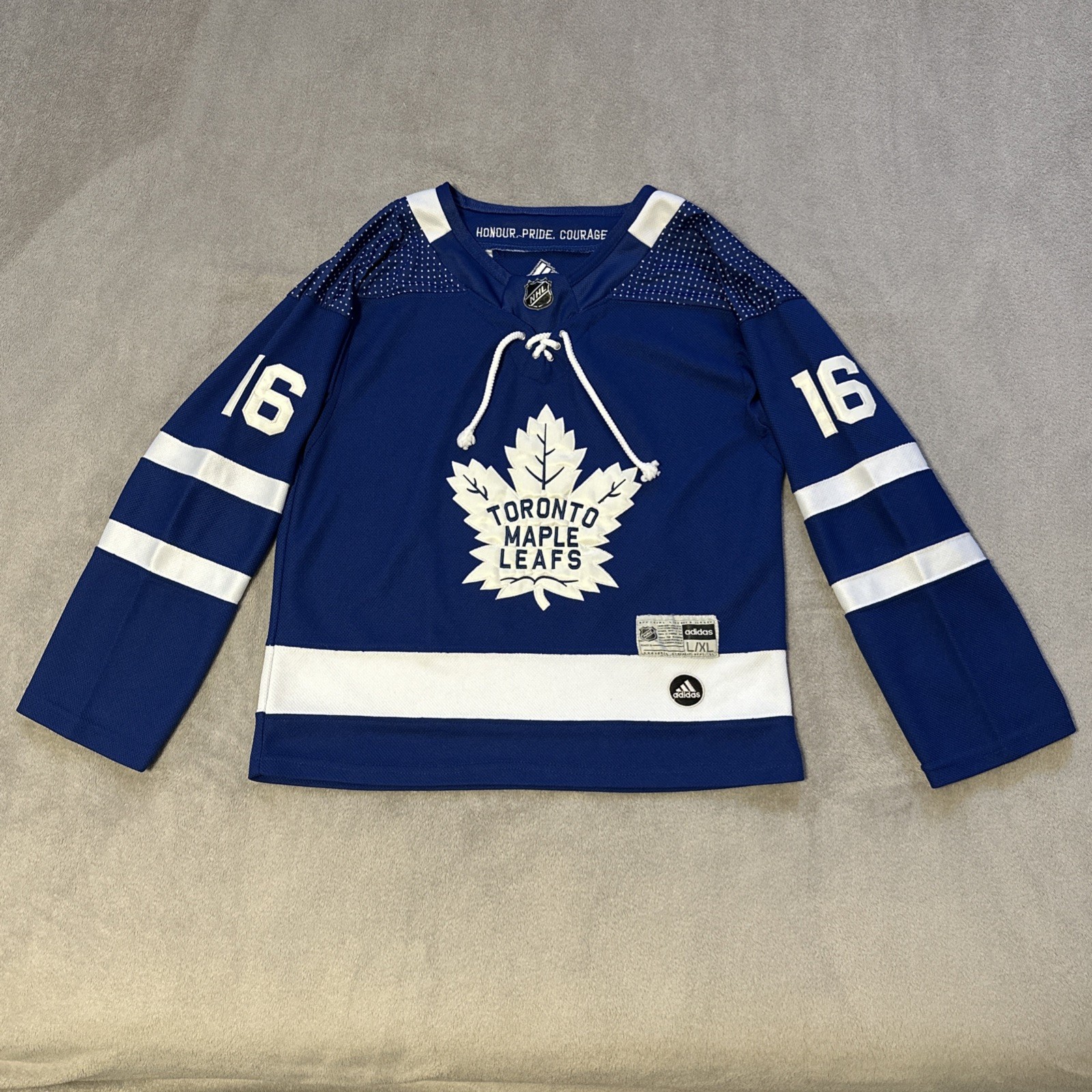 Youth Toronto Maple Leafs Blue Home Jersey Size L/XL Marner Adid