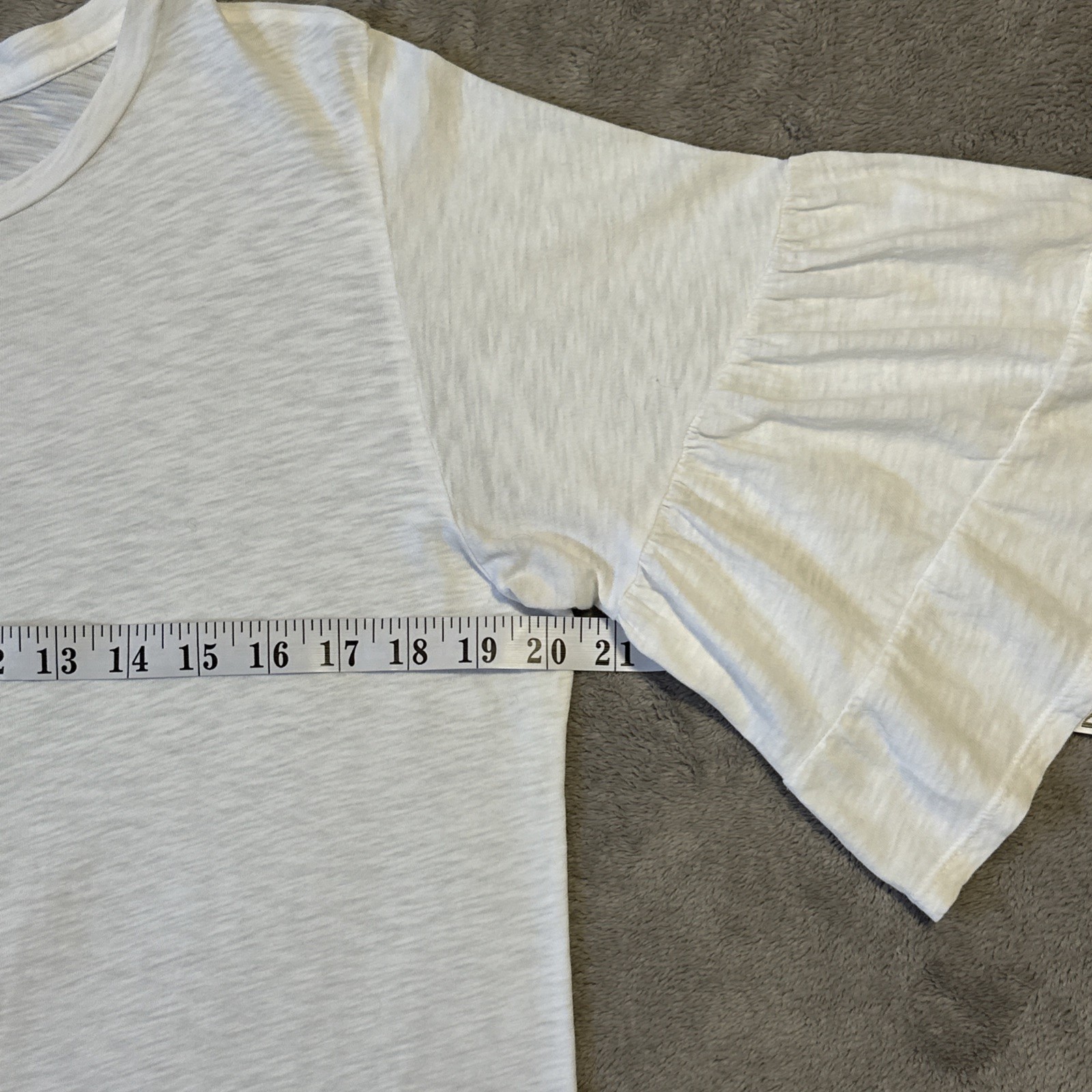 Velvet Graham & Spencer White Slub Cotton Top S Flutter Sleeve - photo 3