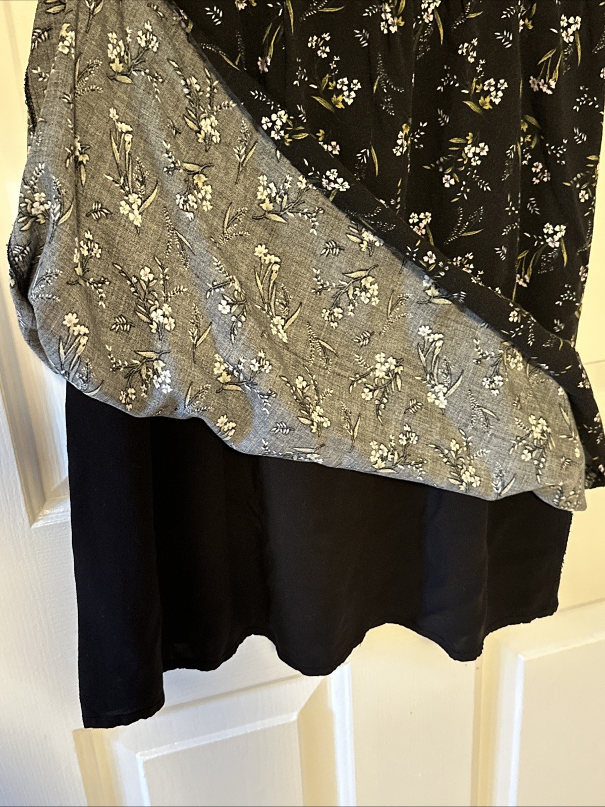 Cottagecore Dress Sears Black Floral Small Vintage Y2K - photo 2