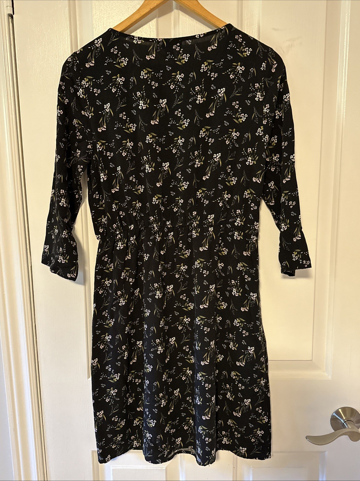 Cottagecore Dress Sears Black Floral Small Vintage Y2K - photo 3