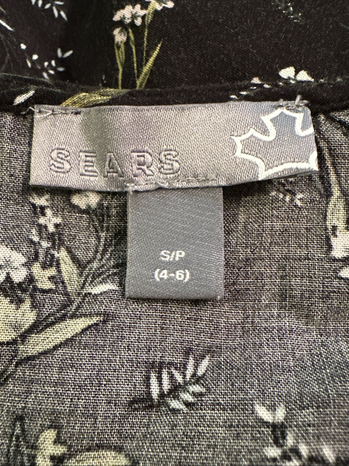 Cottagecore Dress Sears Black Floral Small Vintage Y2K - photo 5