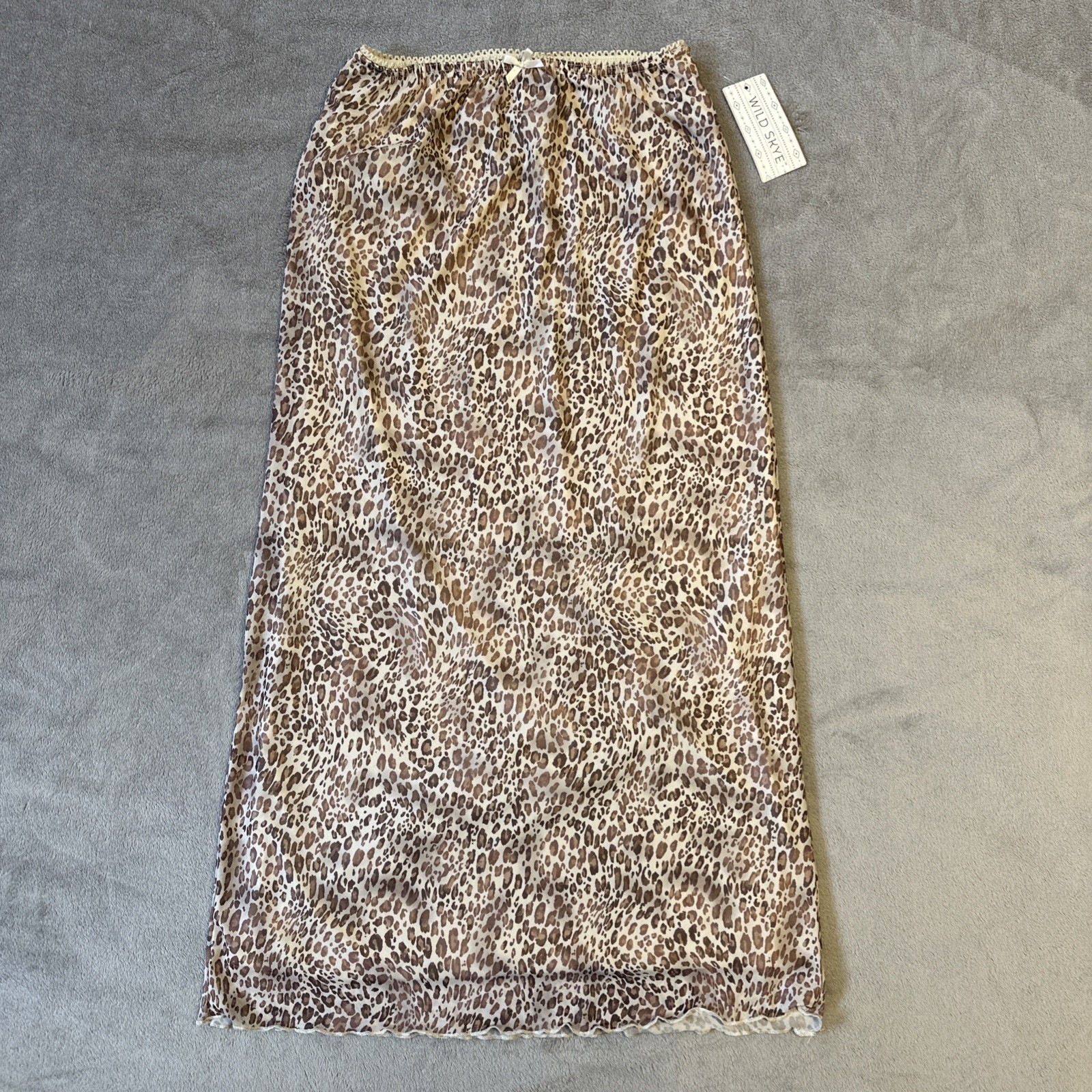 Wild Skye Mesh Maxi Leopard Print Skirt M NWT Y2K