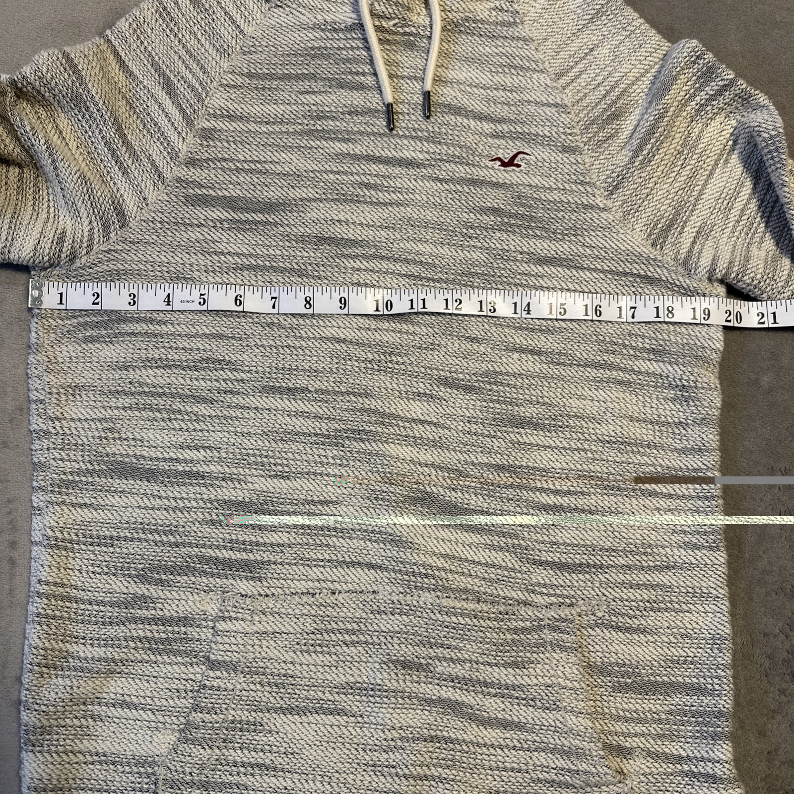 Hollister Men's Small Knit Hoodie Pullover Sweater Gray White Ma - photo 2