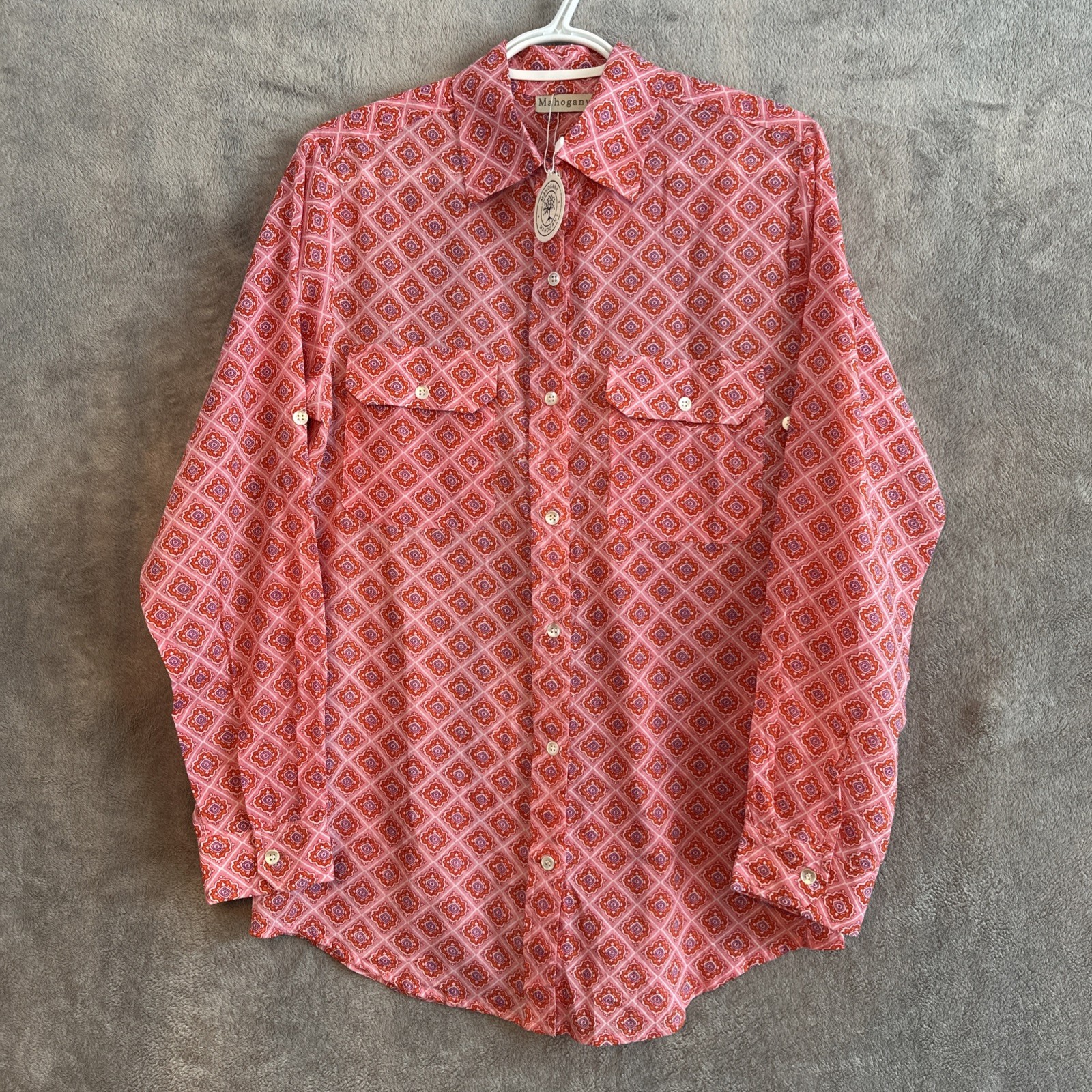 Mahogany Rita Shirt Medium NWT Pink Western Boho Button Geometri