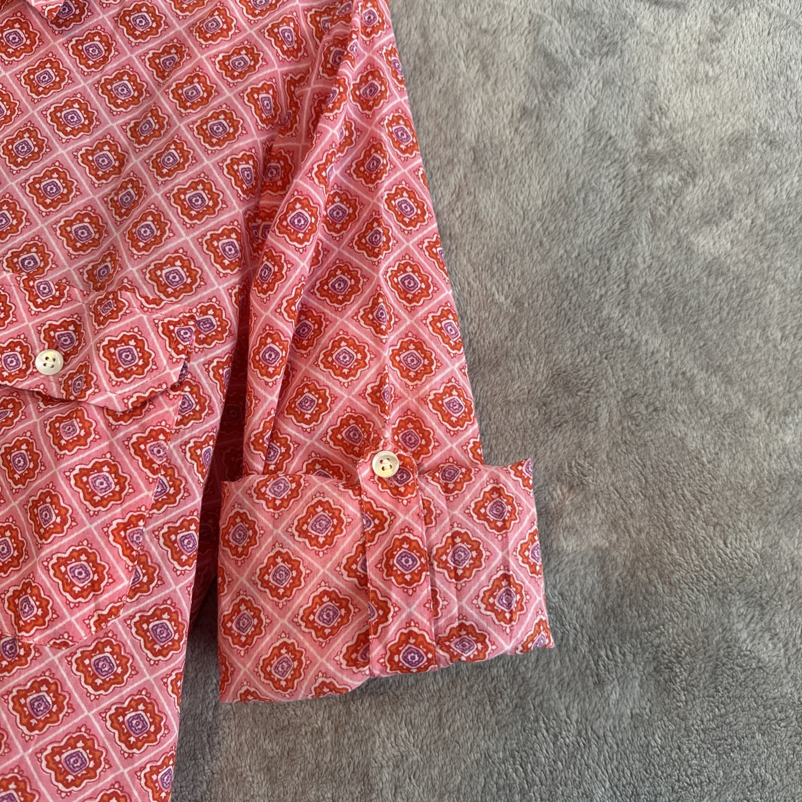 Mahogany Rita Shirt Medium NWT Pink Western Boho Button Geometri - photo 4