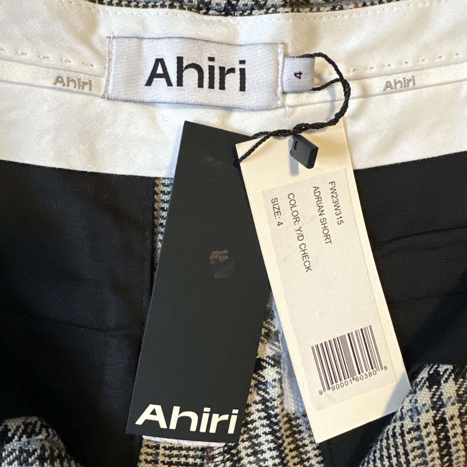 AHIRI Plaid Blazer & Shorts Set Size 4 Tan Black Glen Check - photo 3