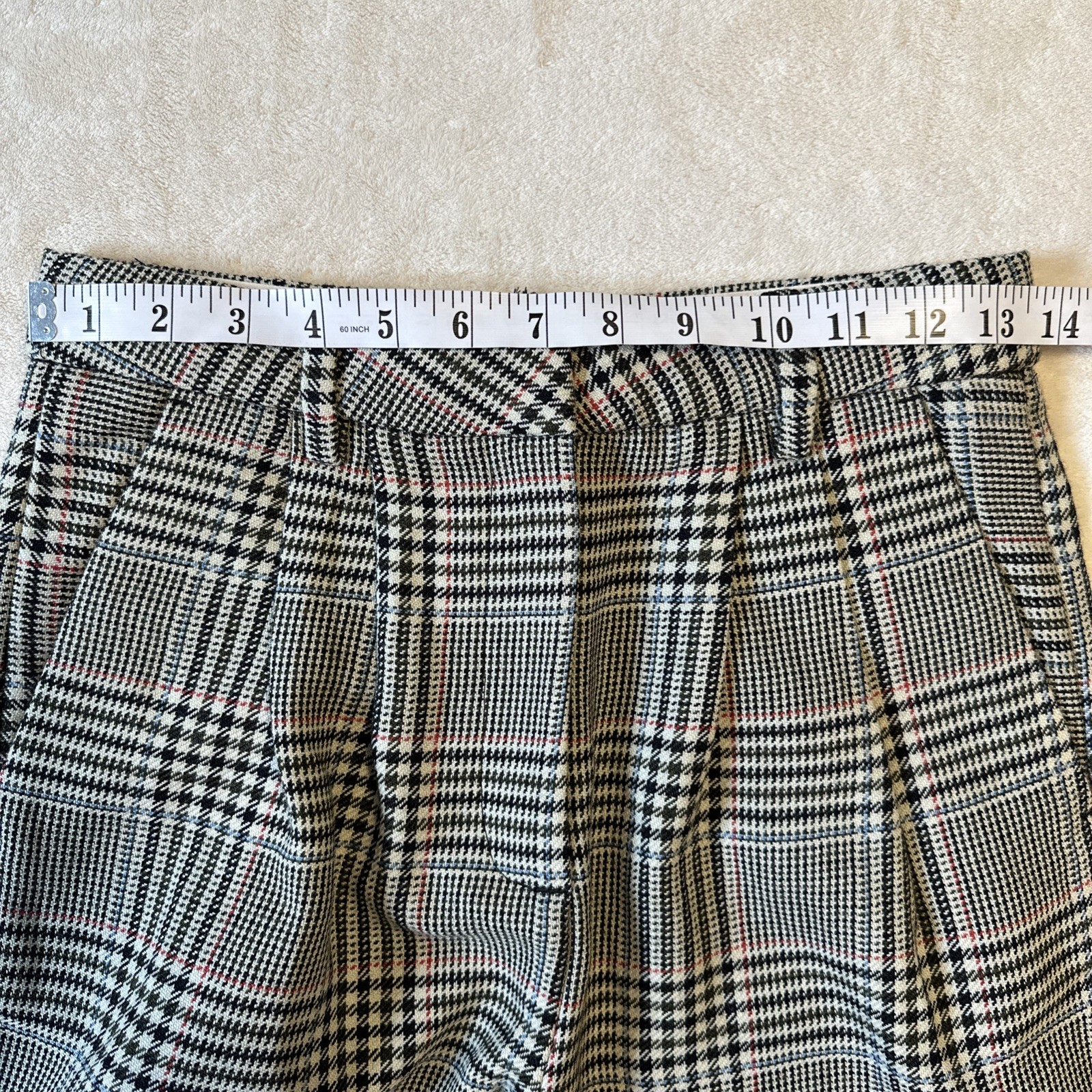AHIRI Plaid Blazer & Shorts Set Size 4 Tan Black Glen Check - photo 4
