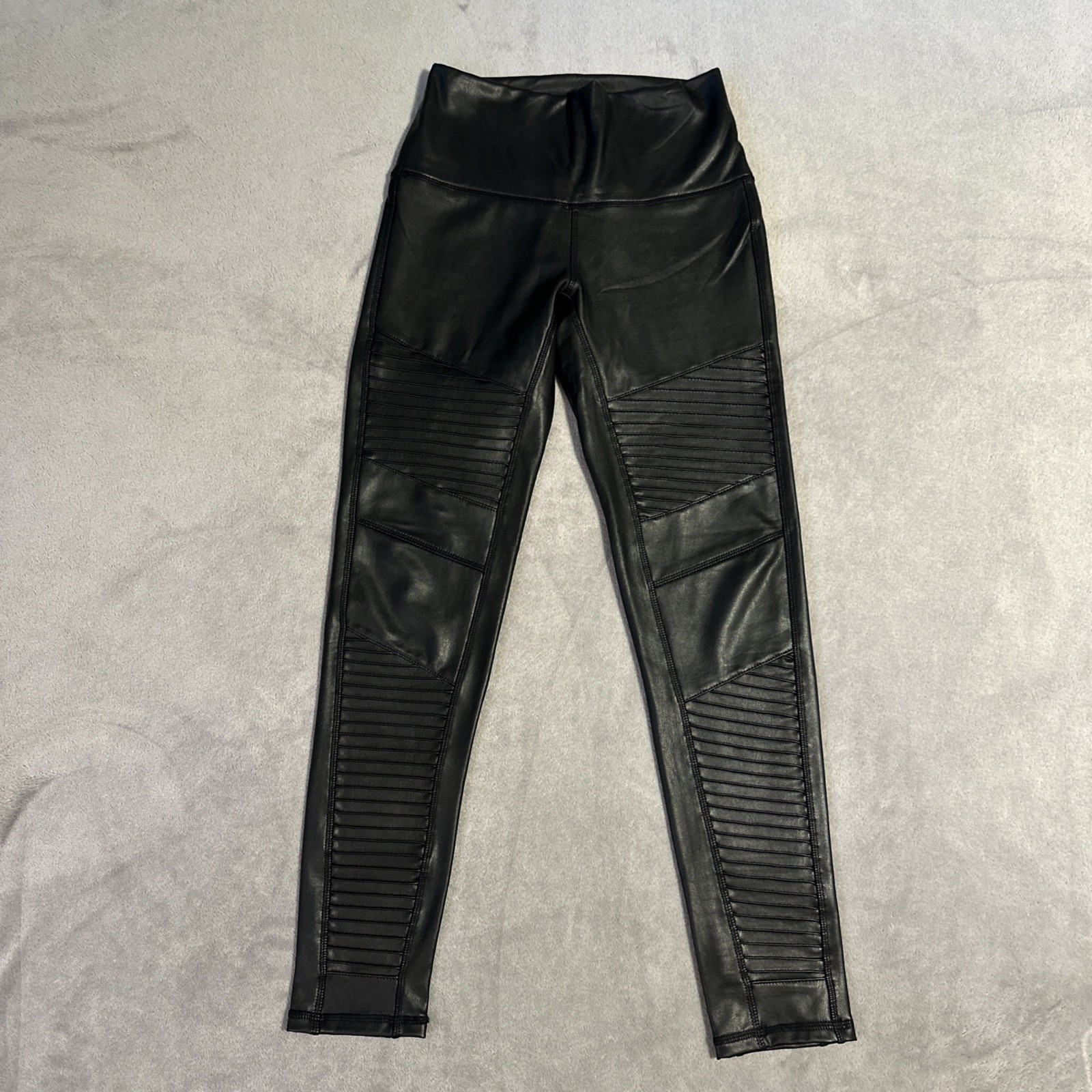 7 For All Mankind Black Faux Leather Moto Leggings S
