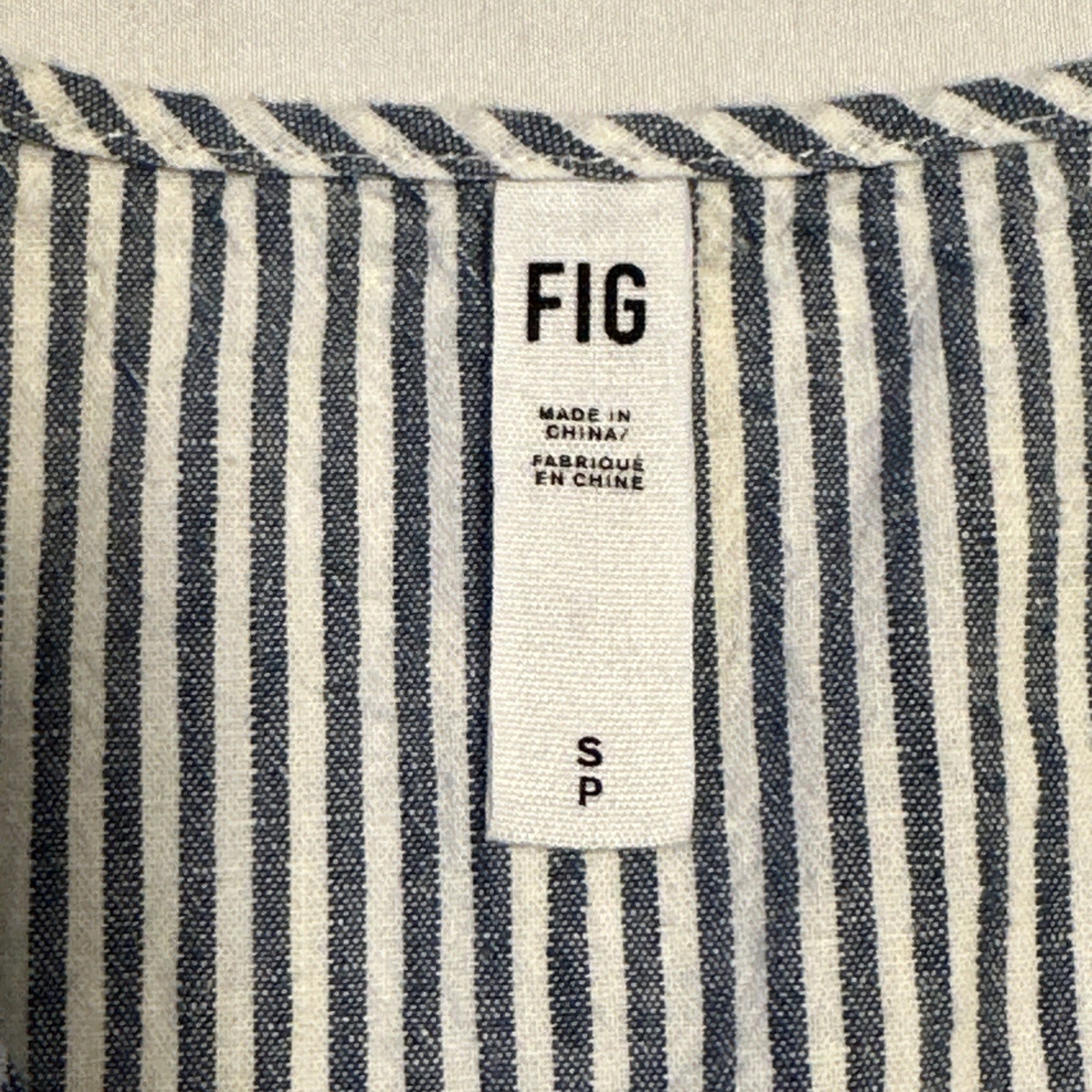 FIG Morah Linen Dress Women's Small Blue White Stripe Beach Vaca - photo 2