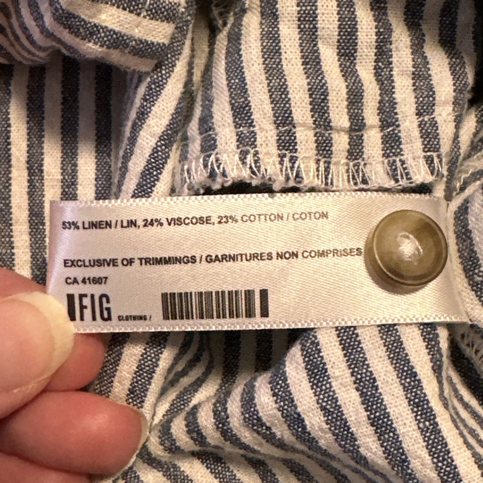 FIG Morah Linen Dress Women's Small Blue White Stripe Beach Vaca - photo 4