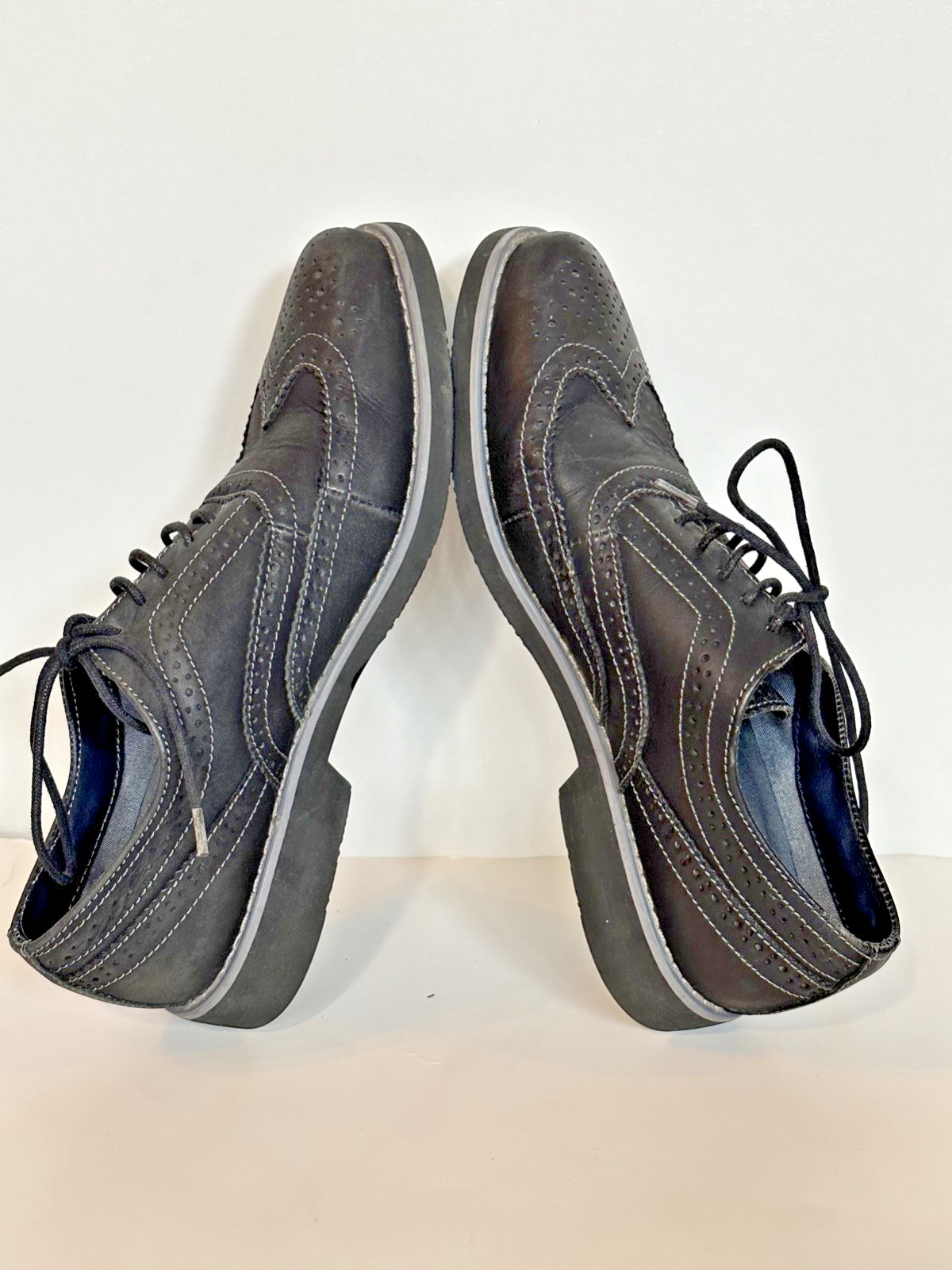 Steve Madden Black Leather Wingtip Oxford Dress Shoes Men's 10.5 - photo 4