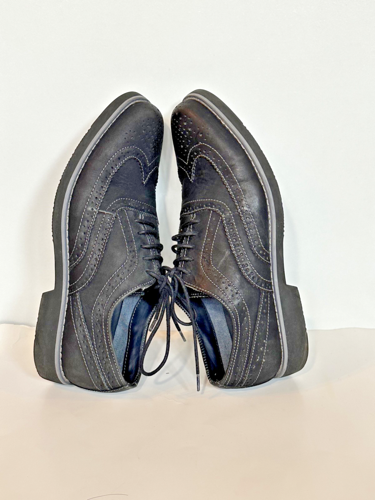 Steve Madden Black Leather Wingtip Oxford Dress Shoes Men's 10.5 - photo 5