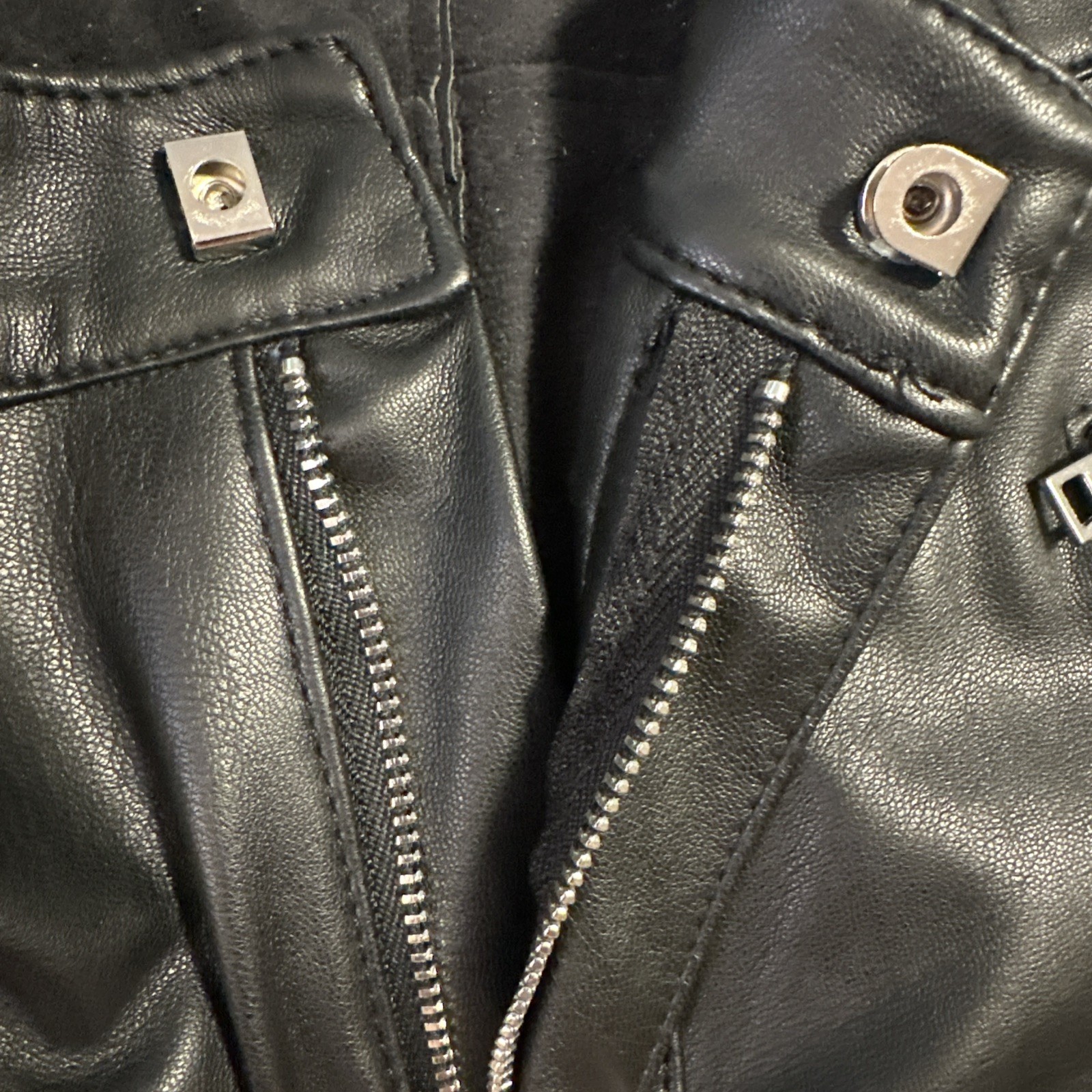 Molly Bracken Faux Leather Skinny Moto Pants - Small, Black - photo 4