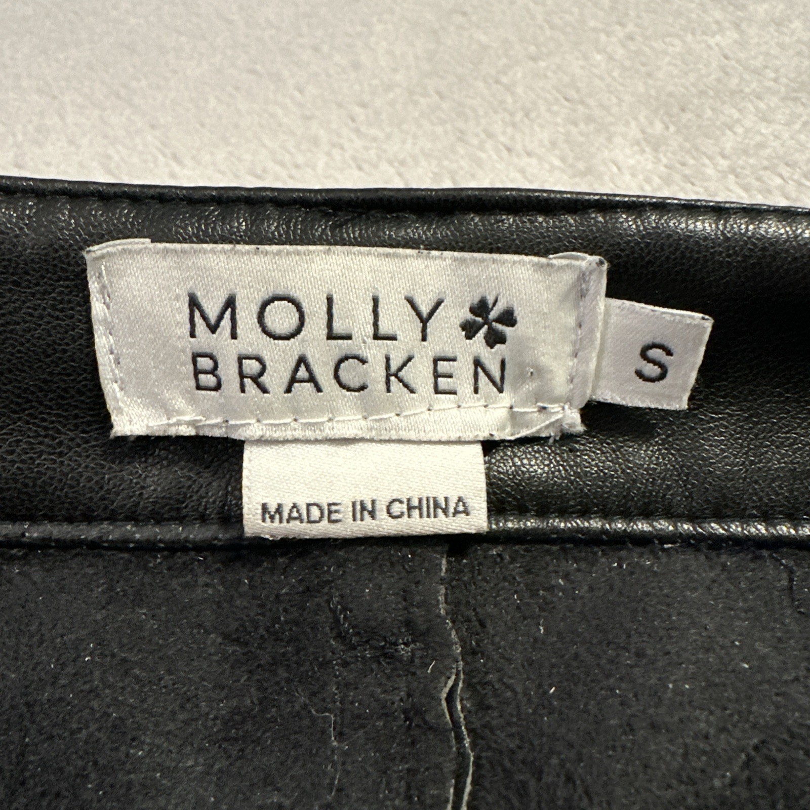 Molly Bracken Faux Leather Skinny Moto Pants - Small, Black - photo 5