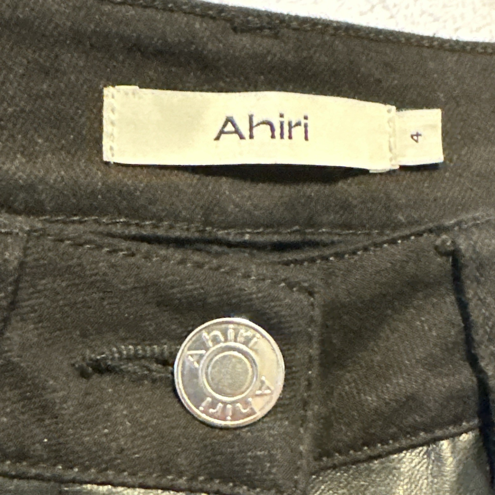 Ahiri Women's Faux Leather Panel Denim Pants Size 4 Black - photo 4